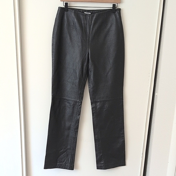 Vintage Apt. 9 Womens 4 Black Leather Pants Contemporary City Classic Bikercore - Picture 1 of 8